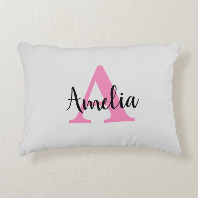 Personalized Name Monogram Script Accent Pillow (Front)