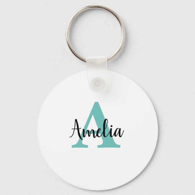 Personalized Name Monogram Script Keychain (Front)