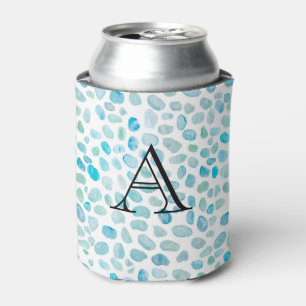 Personalized Name Monogram Sea Glass Can Cooler
