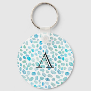Personalized Name Monogram Sea Glass Keychain
