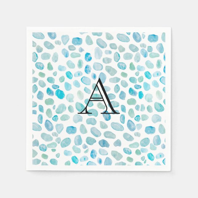Personalized Name Monogram Sea Glass Napkin (Front)