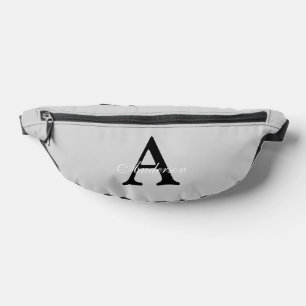 Personalized Name Monogram Silver Background Fanny Pack