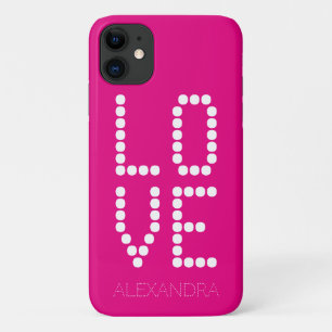 Personalized Name & Monogram Smart Font Hot Pink iPhone 11 Case