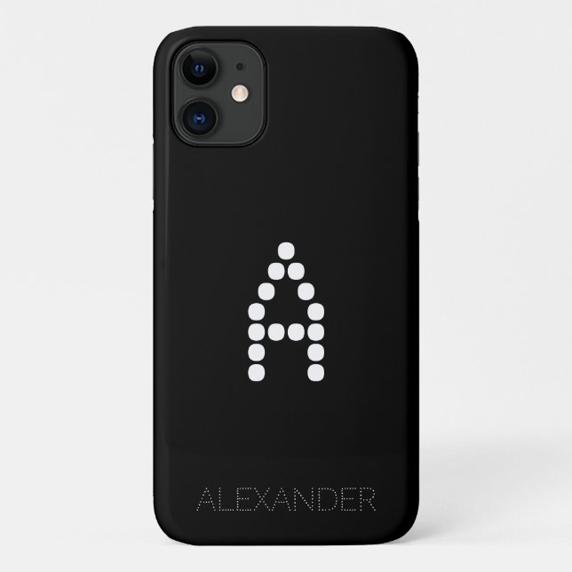 Personalized Name & Monogram Smart Font On Black Case-Mate iPhone Case (Back)