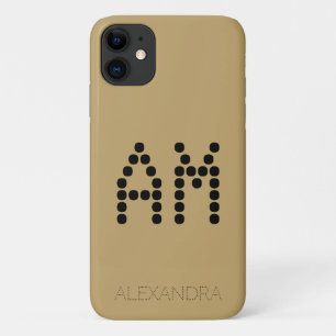 Personalized Name & Monogram Smart Font On Gold iPhone 11 Case