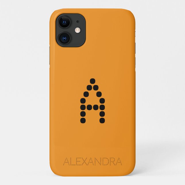 Personalized Name & Monogram Smart Font On Orange Case-Mate iPhone Case (Back)
