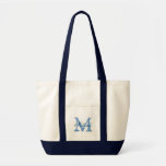 Personalized name monogram tote bags with pockets<br><div class="desc">Personalized name monogram tote bags with pockets. Navy blue and white colour. Elegant logo design with monogrammed letter initials.  Cute vintage favour gift idea for bride,  flower girls,  maid of honour,  mother of the bride and bridesmaids at weddings,  bridal shower or bachelorette party. Stylish script typography.</div>