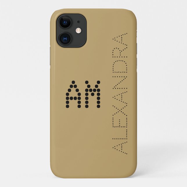 Personalized Name & Monogram Trendy Font On Gold Case-Mate iPhone Case (Back)