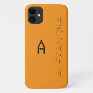 Personalized Name & Monogram Trendy Font On Orange iPhone 11 Case