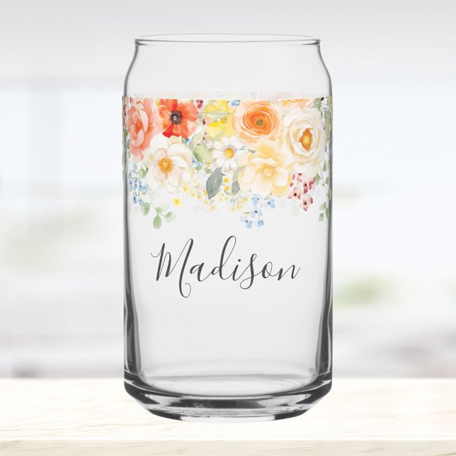 Personalized Name Monogram Watercolor Sunny Floral (Créateur téléchargé)