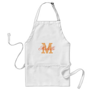 Personalized name monogrammed apron   Orange colou