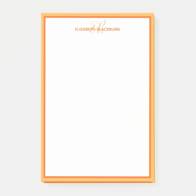 Personalized Name Monogrammed Initials Orange Chic Post-it Notes (Front)