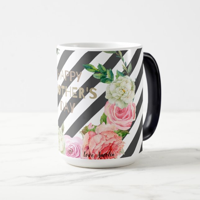 Personalized name Mother's Day Floral Custom gift Magic Mug (Front Right)