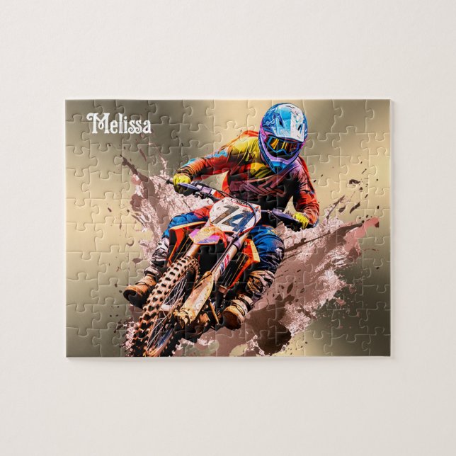 Personalized name Motocross Puzzle (Horizontal)