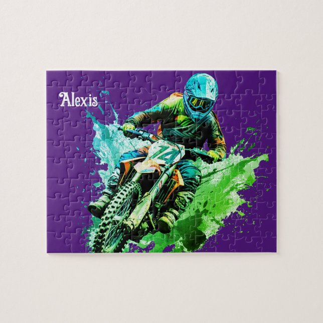 Personalized name Motocross Puzzle (Horizontal)