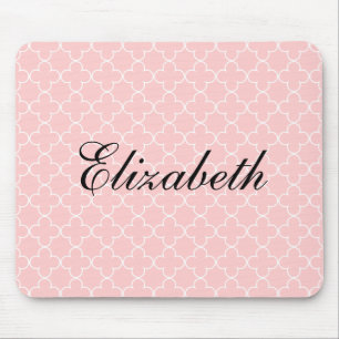 Personalized name mouse pad Pink quatrefoil
