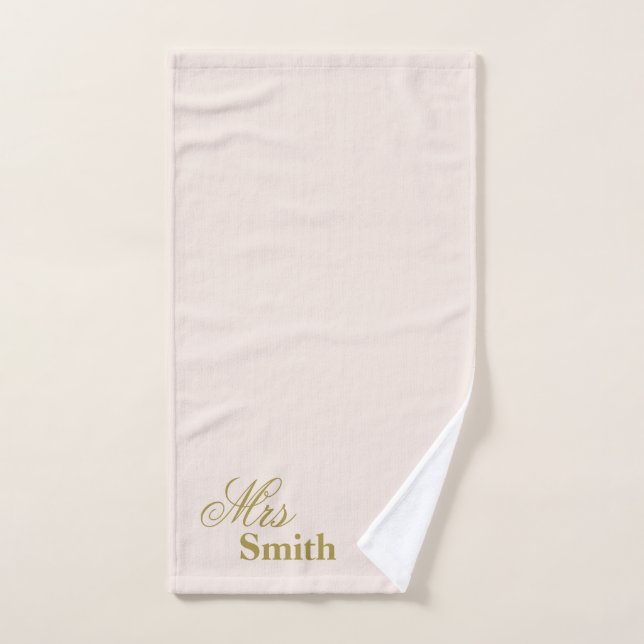 Personalized Name Mrs Smith Gold Blush Hand Towel (Hand Towel)