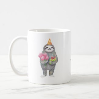 Personalized Name Mug Cute Sloth Birthday Gift Mug