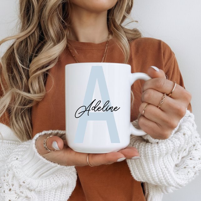 Personalized Name Mug Housewarming Gift for Her (Custom Blue Monogram Mug Thank You Gift for Her, Personalized Icy Blue Mug Bridesmaid Proposal Gift)