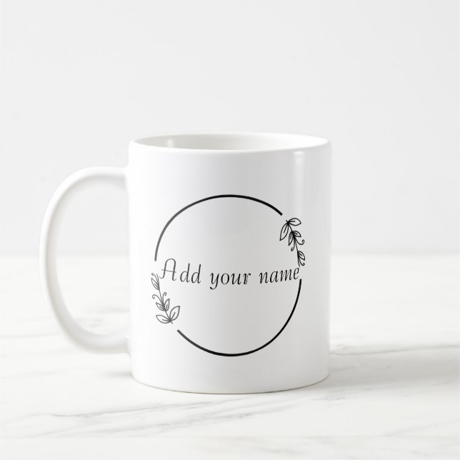 Personalized Name Mug – Minimal Floral Design (Gauche)