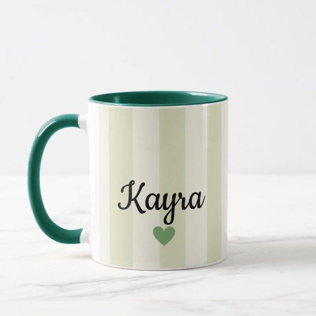 Personalized Name Mug | Sage Green Striped Custom  (Left)