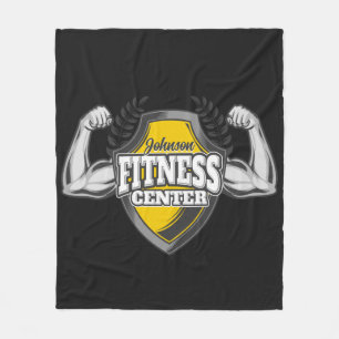 Personalized NAME Muscle Fitness Trainer Gym Fleece Blanket