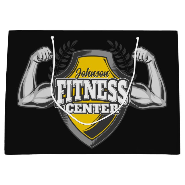 Personalized NAME Muscle Fitness Trainer Gym Large Gift Bag (Front)