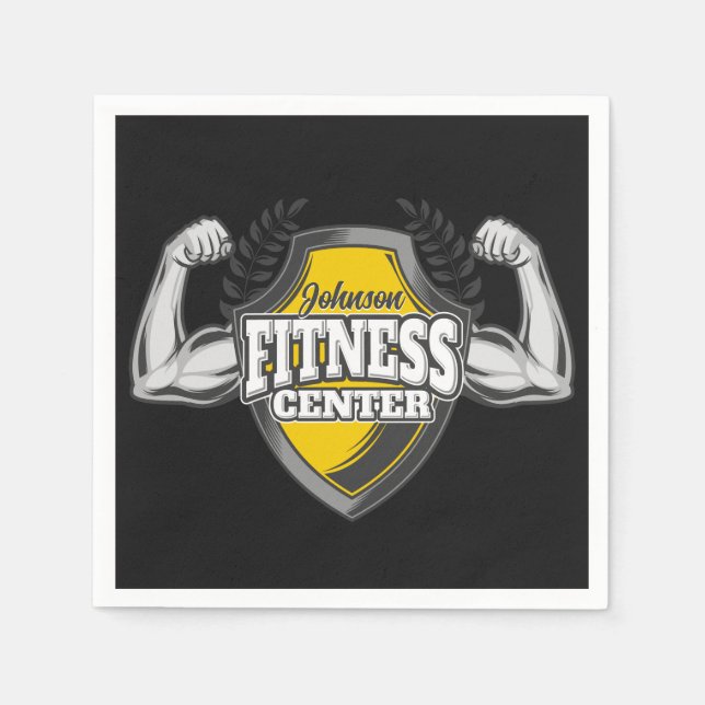 Personalized NAME Muscle Fitness Trainer Gym Napkin (Front)