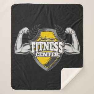 Personalized NAME Muscle Fitness Trainer Gym Sherpa Blanket