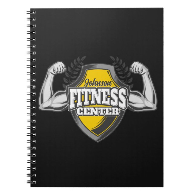 Personalized NAME Muscle Fitness Trainer Gym Throw Notebook (Front)