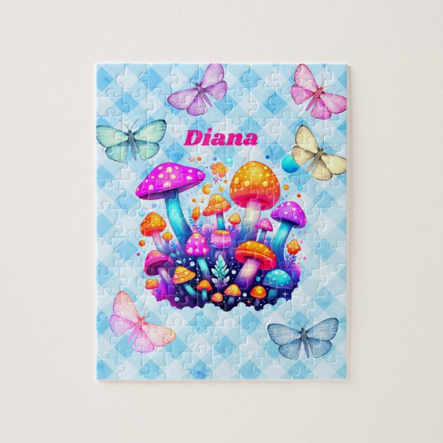 Personalized name Mushroom Jigsaw Puzzle (Vertical)