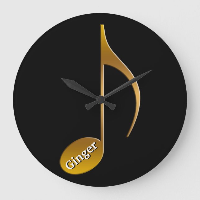 Personalized Name Musical Note | Musicians Dancers Large Clock (Front)