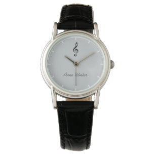 personalized name & musical note (treble clef) watch