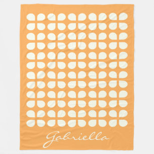 Personalized Name Mustard Yellow Geometric Warm Fleece Blanket
