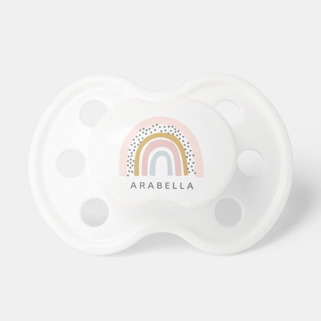 Personalized Name Muted Rainbow Baby Pacifier (Front)