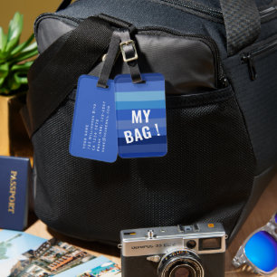 Personalized Name My Bag Blue design Custom Text Luggage Tag