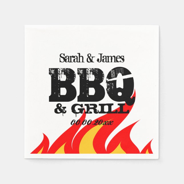 Personalized name napkins for BBQ wedding party (Front)