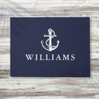 Personalized Name Nautical Anchor Navy Blue