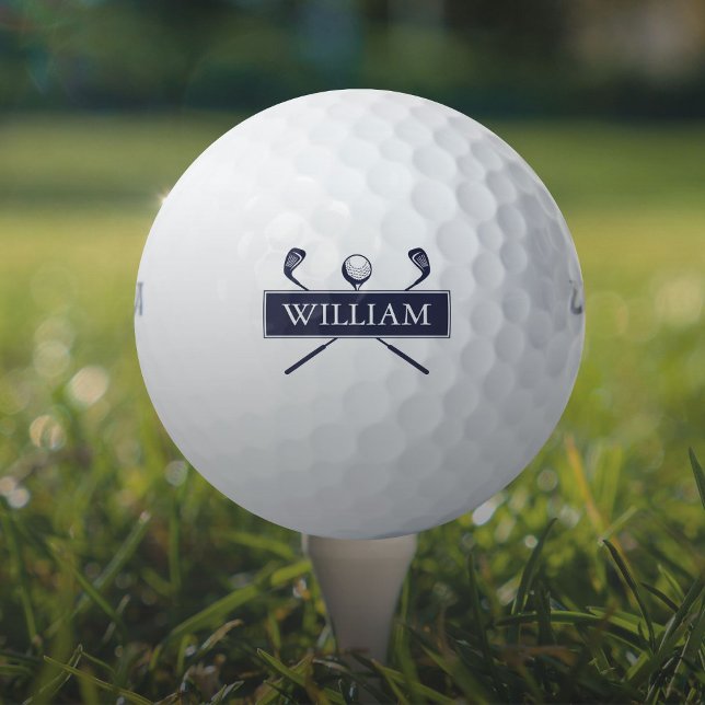 Personalized Name Navy Blue Clubs Golf Balls (Personalized Name Navy Blue Clubs Golf Balls)