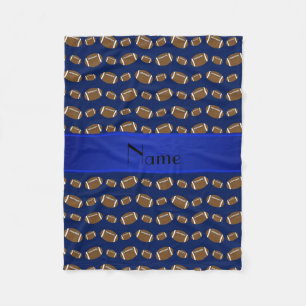 Personalized name navy blue footballs fleece blanket
