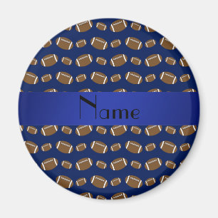 Personalized name navy blue footballs magnet