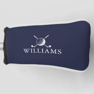 Personalized Name Navy Blue Golf Ball And Clubs Golf Head Cover