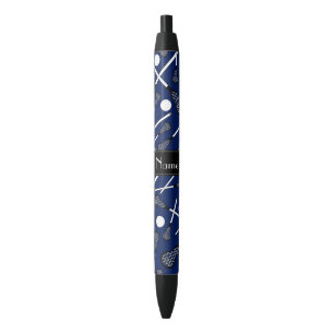 Personalized name navy blue lacrosse black ink pen