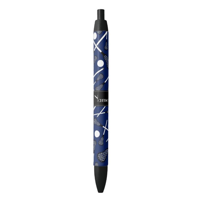 Personalized name navy blue lacrosse black ink pen (Front Vertical)