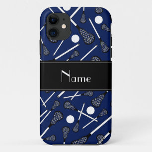 Personalized name navy blue lacrosse iPhone 11 case