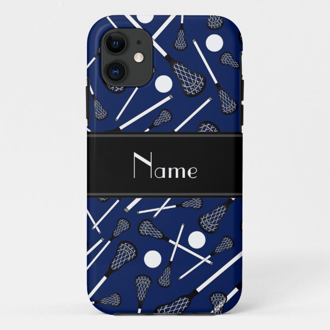 Personalized name navy blue lacrosse Case-Mate iPhone case (Back)