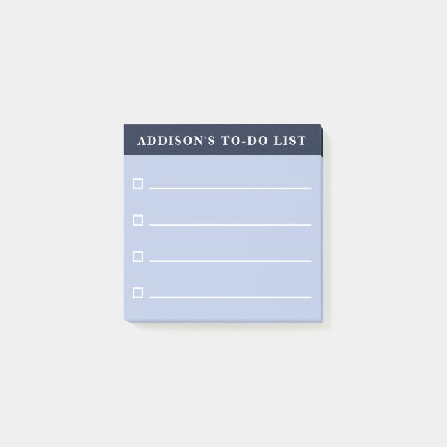 Personalized Name Navy Blue To Do List Post-it Notes (Front)