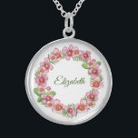 Personalized Name Necklace Floral Wreath<br><div class="desc">Personalizd Name Necklace. Add your own name. You can change the font and the font colour to make it your own. A great gift for bridesmaids,  wedding party,  Mother's Sister's,  friends.</div>