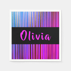 Personalized Name Neon Birthday Party Napkin
