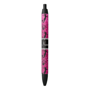 Personalized name neon hot pink glitter mermaids black ink pen